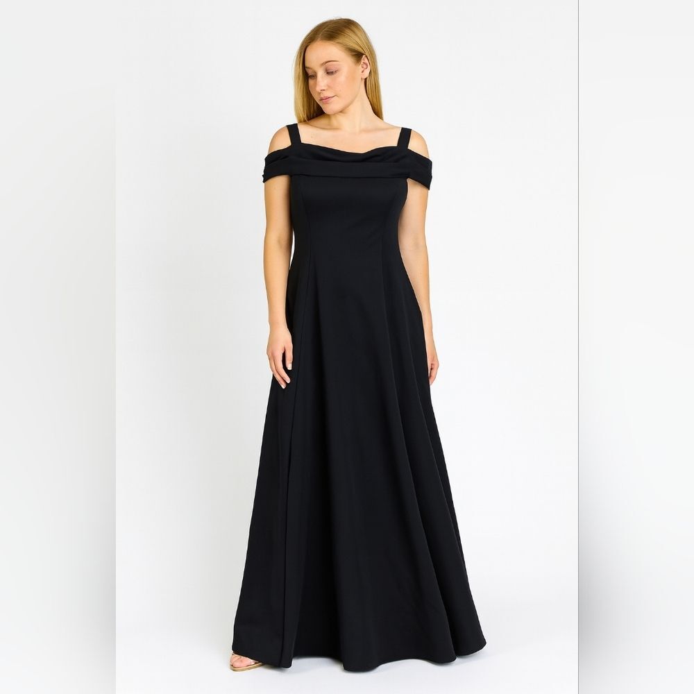 Nightscene California Vintage Black Maxi Long Tulle Skirt Heart Neck Dress